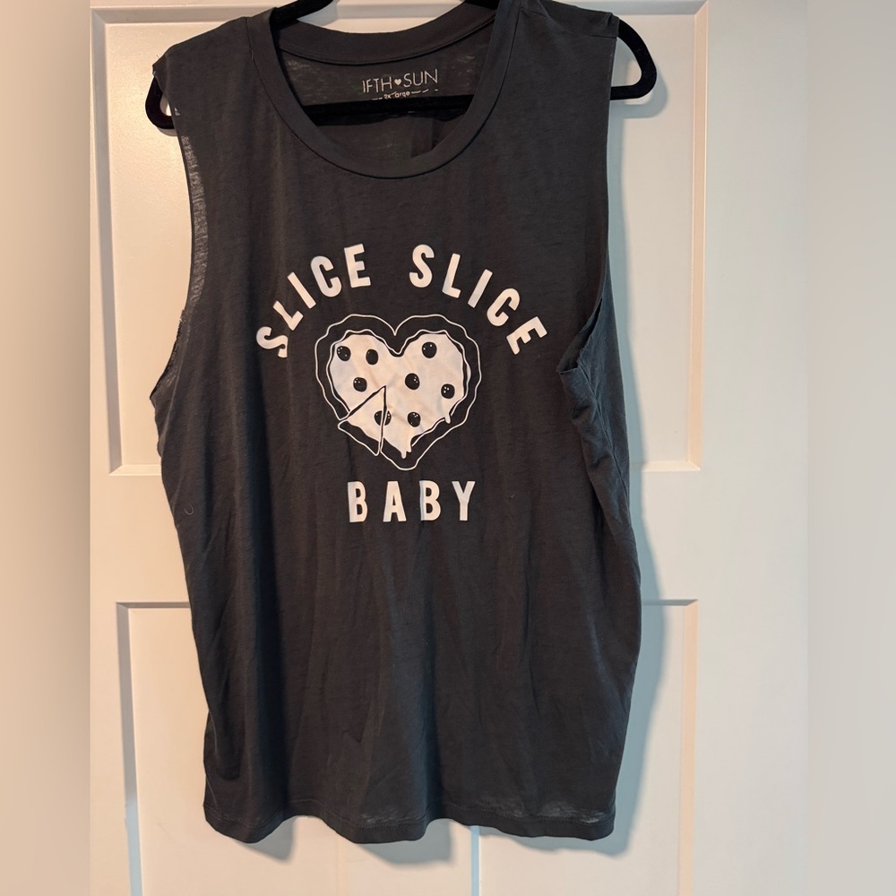 Fifth Sun Black Sleeveless Pizza Tank Top
